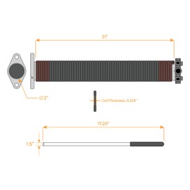 HardwareX supply Electrophoresis Garage Door Torsion Spring 2" (Pair) with Non-Slip Winding Bars and Gloves Minimum of 18,000 Cycles (.234"x2"x31")