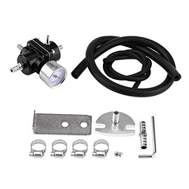 Regulador de Presión Ajustable, Kit Manómetro para Gasolina con Manguera de Aluminio para Vehículos (0-140 Psi)