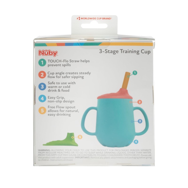Nuby 3-Stage Training Cup Set - Silicone Tumbler with Spout