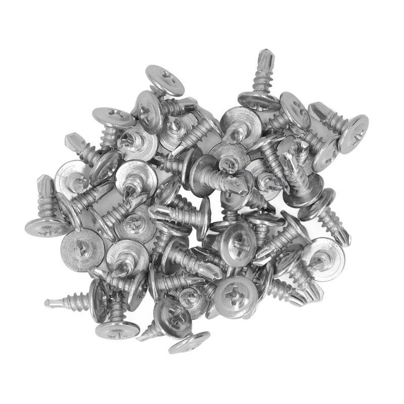 200Pcs Self Drilling Screw Stainless Steel Round Washer Head M4.8x13