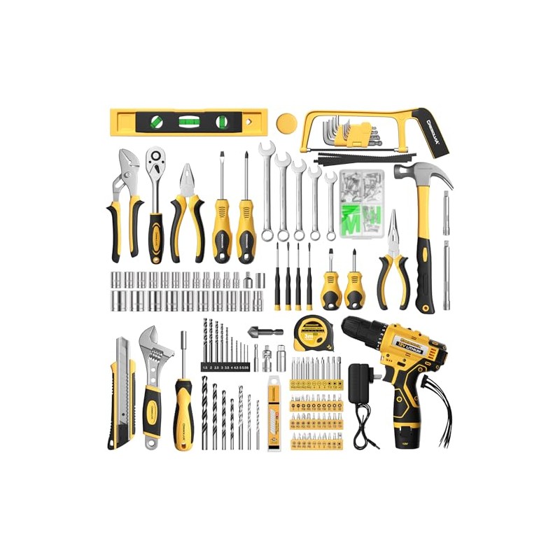 Tool Kit Box Drill Set with 12V Power Cordless Drill