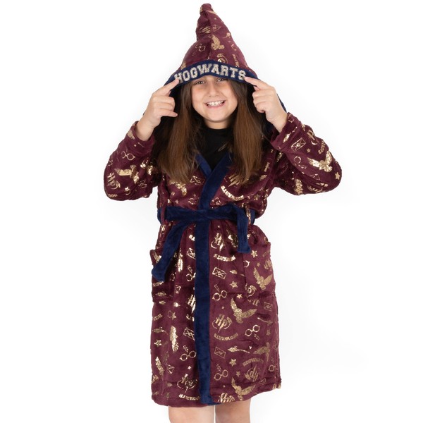 HARRY POTTER Kids Dressing Gown Red or Blue Robe Pajama Dress, Red