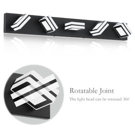 Ralbay Modern LED Black Vanity Light 5 Lights Modern LED Bathroom Vanity Lights Over Long Mirror Acrylic Up and Down Matte Black Bath Wall Lighting Fixtures