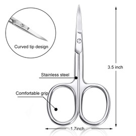 3 Pieces Cuticle Curved Scissors Manicure Scissors Stainless Steel Facial Hair Grooming Shears Multi-purpose Curved Shears Craft for Nail, Eyebrow, Eyelash, Dry Skin Blade