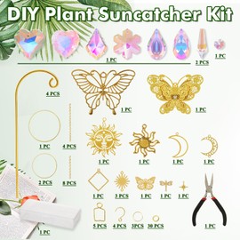 Gold Crystal Suncatcher 100 pcs Suncatchers DIY Parts for Windows Hanging Crafts Potted Plant Stakes for Valentines Mother's Day Birthday Gifts