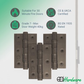 EAI Bronze Door Hinges | 3 Inch / 76mm Dark Bronze Internal Fire Door Hinges | 1.5 Pairs