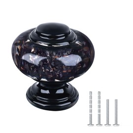 Chicwing 12 Pack Black Cabinet Knobs, 1-3/8 Inch(36mm) Decorative Crystal Dresser Drawer Knobs, Vintage Round Black Knobs and Pulls with Two Different Sizes Screws for Easy Installation