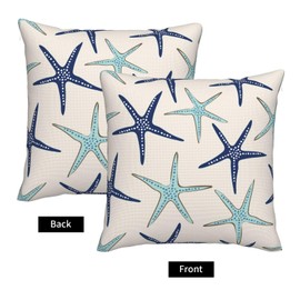 BEITUOLA Nautical Coastal Throw Pillow Covers 18x18 Set of 2 Beach Ocean Themed Decorative Pillow Covers Starfish Outdoors Pillowcase Cushion Case Farmhouse Home Decor for Sofa Couch Bed Bedroom
