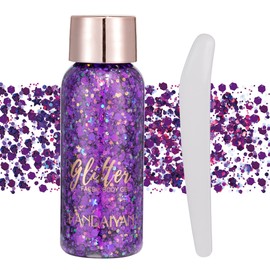 GL-Turelifes Mermaid Sequins Chunky Glitter Liquid Eyeshadow Glitter Body Gel Festival Glitter Cosmetic Face Hair Nails Makeup Long Lasting Sparkling 30 g (#108 Dark Purple), abc15