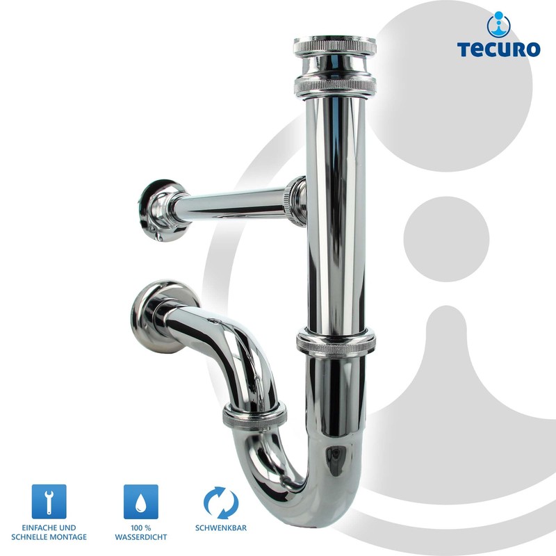 tecuro - Pipe odour trap with leakage water connection, connection