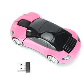 Bewinner 2.4G USB Wireless Car Mouse, 1600 DPI Sports Car Shaped Mouse Use Smart Power Saving Technology, Gaming Mice with USB Receiver for PC Computer Laptop Gift(Pink)