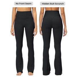 Sunzel Sunzfly No Front Seam Mini Flare Leggings for Women, Invisible Butt Scrunch Flared Yoga Pants with Tummy Control 34" Black Medium