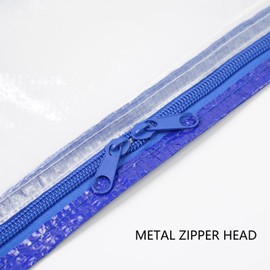 96L Ultra-large capacity Clear Plastic Storage Bag, 66 x 66 x22 cm (Blue Trim 1 Pack)