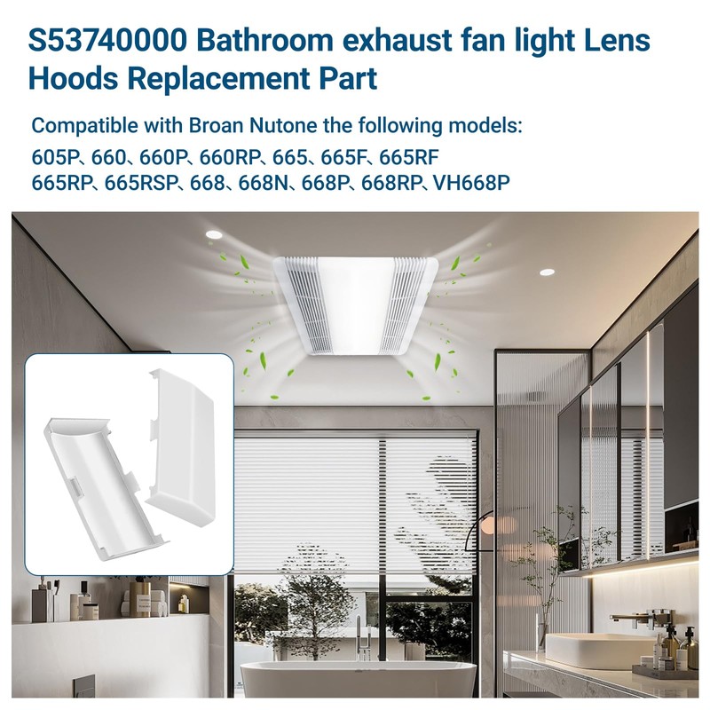 S53740000 Bathroom Fan Light Lens Cover for Broan Nutone Heater