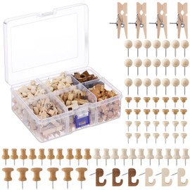 600 Pcs Decorative Push Pins, Wood Brown Thumb Tacks 6 Types Cute Push Pin Clips for Bulletin Board Wall Cork Board Colorful Classroom Decor Teacher Must Haves Supplies School Crafts Project