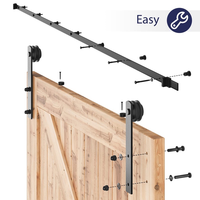 SMARTSTANDARD 9ft Barn Door Hardware kit, Barn Door Track, Sliding