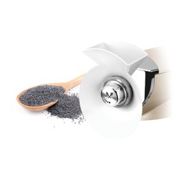 ETA Poppy Mill with Stainless Steel I Grinding Stones I Accessories for ETA Food Processors I 150 g Volume I Adjustable Grinding Level I Easy to Clean I Suitable for Gratus, Gustus, Mezo & More