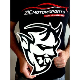 ZIC Motorsports Dodge Challenger Demon Logo Steel Magnet - Black (Magnet - 4" X 3.9")