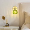 Phaosio Vintage Tulip Green Glass Shade Hardwired Wall Sconce –