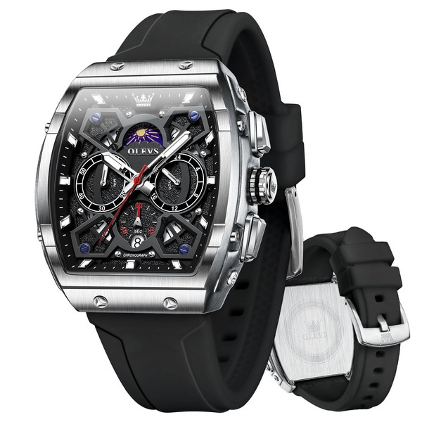 OLEVS Mens Watch Date Silica Gel Band Analog Quartz Watch