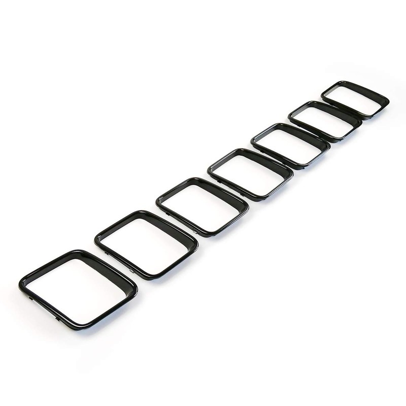 7PC of Gloss Black Front Grill Rings Inserts Compatible with