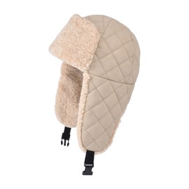 TAGVO Winter Warm Trapper Hat for Men and Women, Thick Aviator Hat with Ear Flaps, Stylish Russian Ushanka Bomber Hat, Windproof Fleece Lined Winter Hat for Cold Weather Outdoor, beige