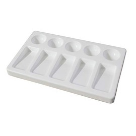 White Plastic Painting Palette with 5 Sloping Wells & 5 Circular Wells