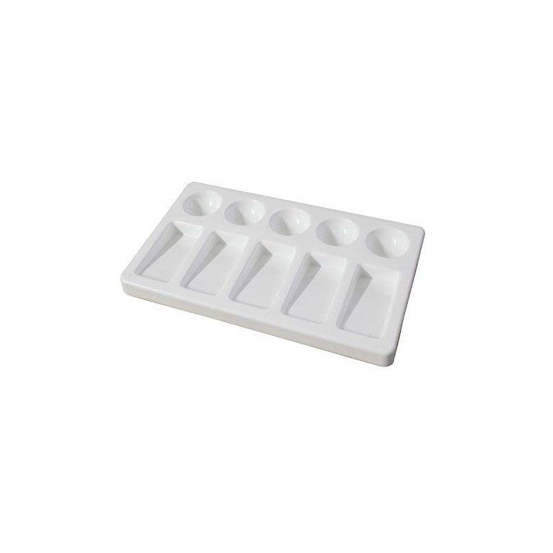 White Plastic Painting Palette with 5 Sloping Wells & 5