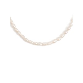 SINGULARU - Pompeii Necklace 18 Carat Gold-Plated Stainless Steel - Necklace with Natural Freshwater Stone Motif - Length 40 cm - Women's Jewellery, Gold, No Gemstone