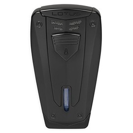 Lotus Fusion Cigar Lighter with Triple Pinpoint Torch Flames, Single Action Ignition, All Metal Housing, Fold-Out Cigar Punch, Large Flame Adjuster (Black Matte)
