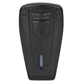 Lotus Fusion Cigar Lighter with Triple Pinpoint Torch Flames, Single Action Ignition, All Metal Housing, Fold-Out Cigar Punch, Large Flame Adjuster (Black Matte)