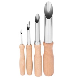 Glomora Pottery Tool Pottery Clay Tool Set Round Hole Cutter Stainless Steel Wood 4 Pieces