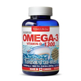Tonglife Premium Omega3 1300+Vitamin D (1302mg / 통라이프 프리미엄오메가3 1300+비타민D(1302mg X 180캡슐 6개월분)1병 통라이프 프리미엄 오메가3 1300연어