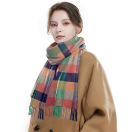 H.ROLET Scarf for Women - Plaid Scarf Tartan Scarf for Women, Women's Fall Winter Scarves & Wraps, Warm Cashmere Scarf (Lattice A)