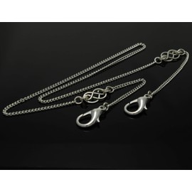 Brenda Elaine Jewelry Mask Necklace Holder with Silver Hand Shaped Celtic Knot Pendants, Womens Face Mask Accessories, Mask Lanyard, Mask Chain, Large Lobster Clasp, Fits Most Masks, 3mm Curb Chain