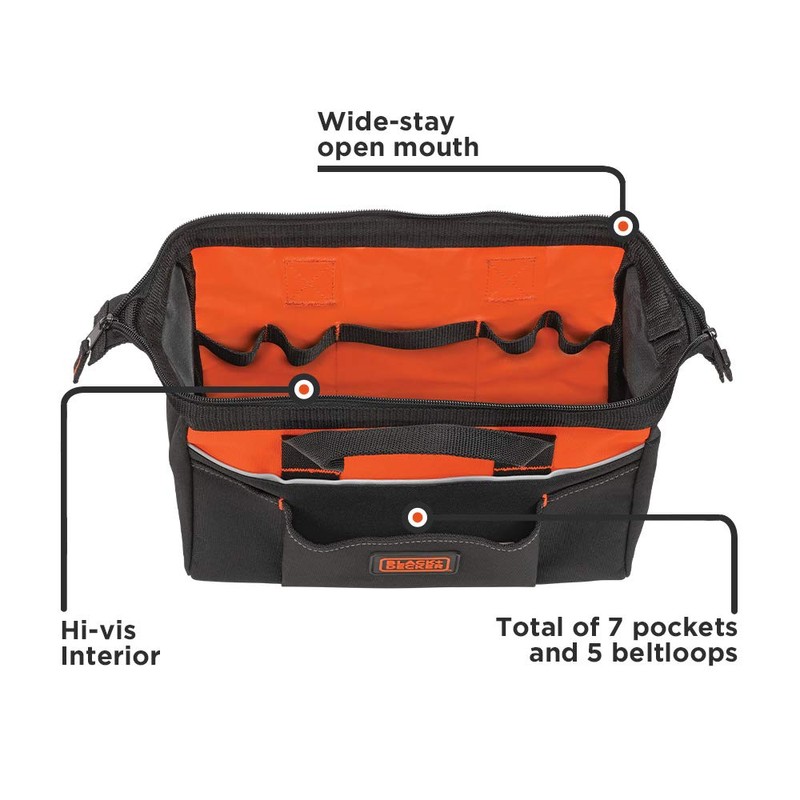BLACK+DECKER Tool Bag, 12-inch (BDST500001APB)