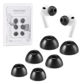 Updated Memory Foam Tips for Newest AirPods Pro 3, Extra Large, No Silicone Eartips Pain, Anti-Slip Replacement Ear Tips, Fit in the Charging Case, Reducing Noise Tips, 3 Pairs (S/M/L, Black)