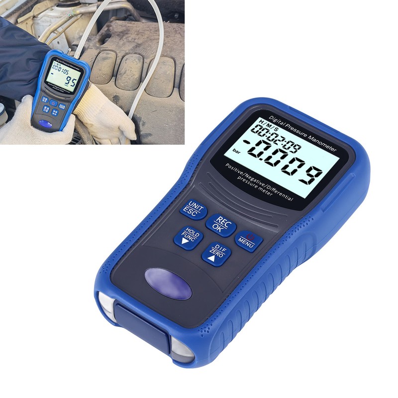Digital Manometer High Accuracy 11 Units LCD Backlit Air Differential