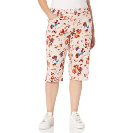 Gloria Vanderbilt Women's Kala Midrise Skimmer Short, STONEWOOD Summer Garden-Vent Hem, 12 Petite