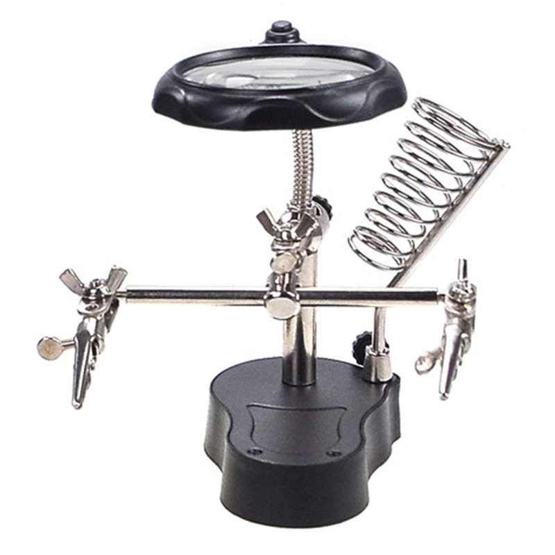 Magnifying Glass Soldering Station Professional LED Lamp Magnifier with Auxiliary