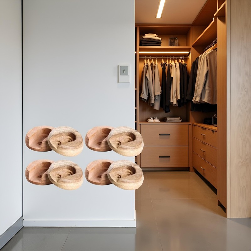 6Pcs Wooden Closet Rod Holders Unfinished Wood Wardrobe Pole Sockets