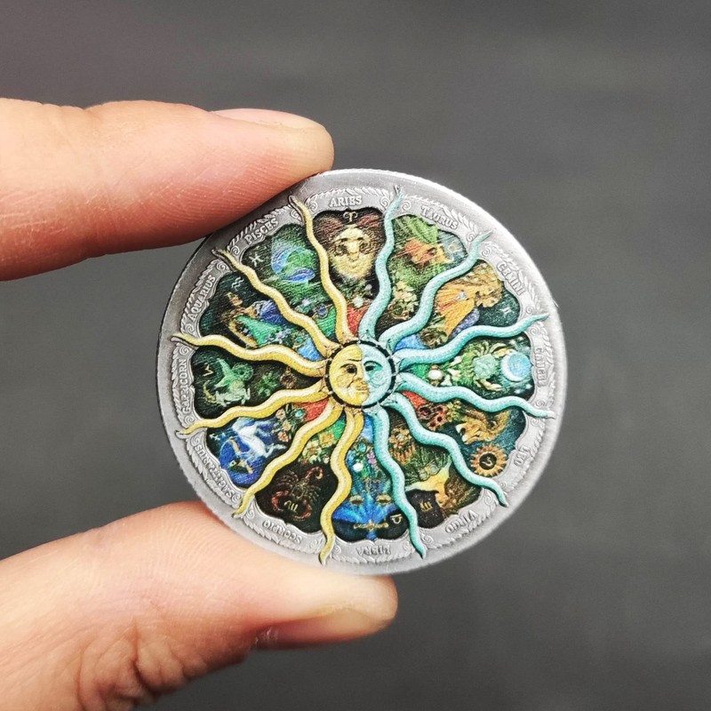 12 Constellations Challenge Coins, Constellations Good Luck Amulet