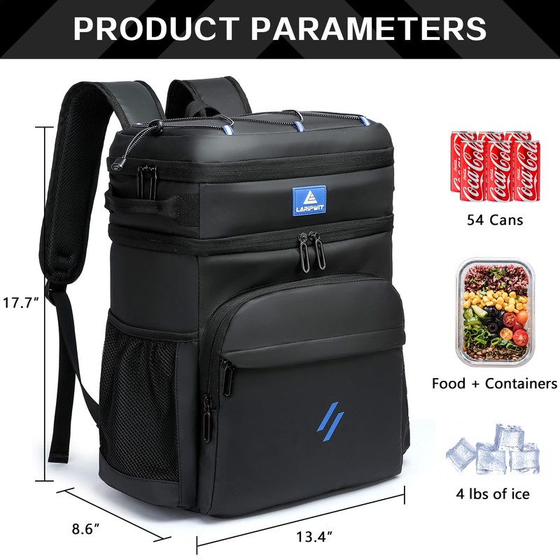 Laripwit 54 Cans Backpack Cooler Insulated Leak-Proof Large Leather Cooler
