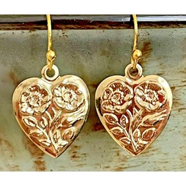 Gold Etched Heart Charm Dangle Earrings Love Romance Valentine Jewelry Earrings for Women #3298FE276