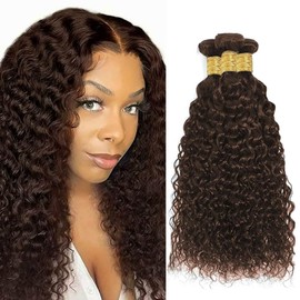 Dark Brown Bundle Color #4 Water Wave Human Hair Bundles 32 32 32 Inch Peruvian Color #4 Bundles Human Hair Chocolate Brown Wet and Wavy Bundle