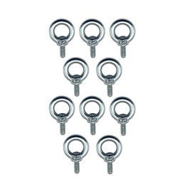 Mitoland Eye Bolts, M4 (0.4 inches (11 mm), Set of 10, 304 Stainless Steel, Screws, Fixed, Reinforced, Hanging, Fall Prevention, DIY Tent, Hook, Rope, Wire