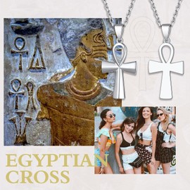 Suplight 925 Sterling Silver Ankh Cross Necklace Key of Life Ankh Pendant Necklace Egyptian Jewelry for Women Men