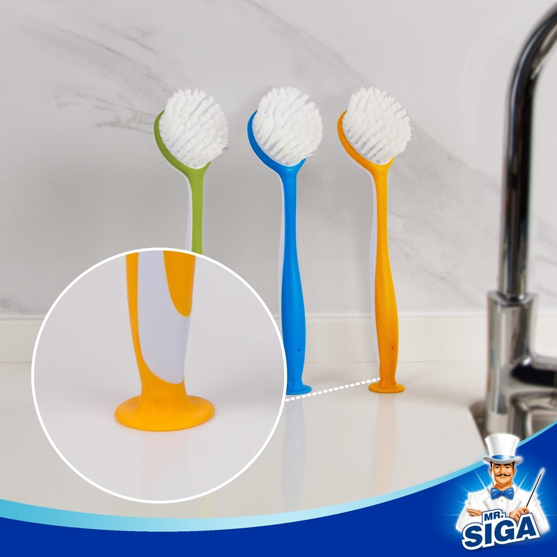 MR.SIGA Round Dish Brush, Size: Dia 5.5 x 25cm -