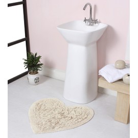 Home Weavers Bell Flower Collection 25"x25" Heart 100% Cotton Tufted Bath Rugs, Extra Soft and Absorbent Bath Rugs, Non-Slip Bath Mats, Machine Washable, Bathroom Bath Mats for Floor, Ivory