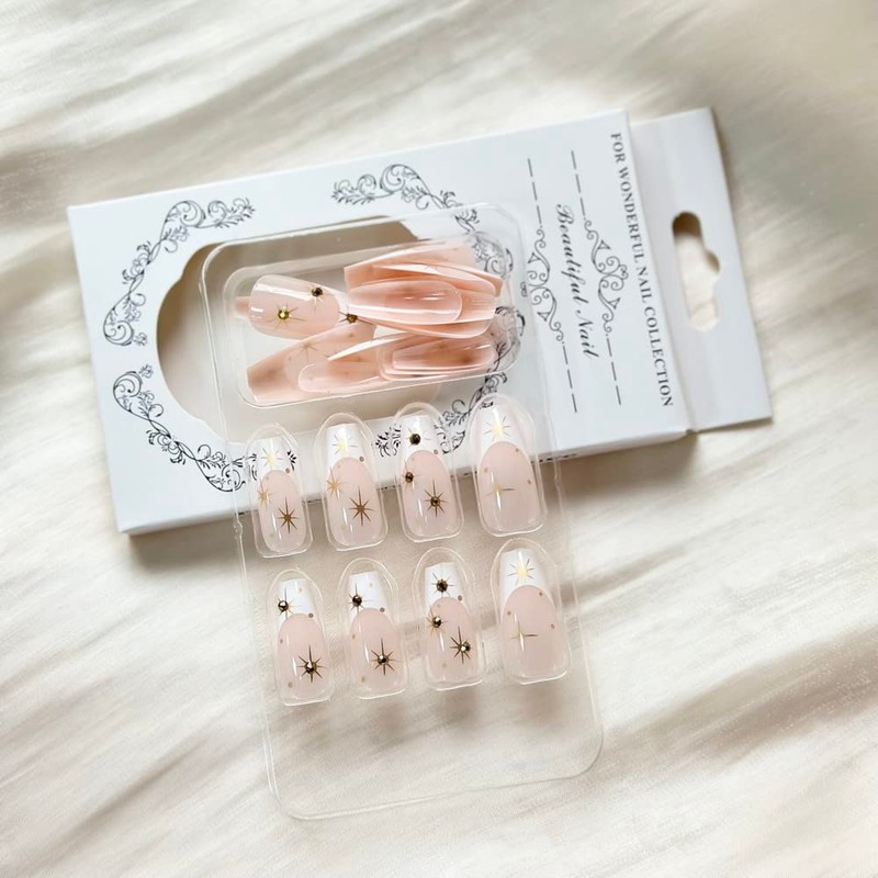 24Pcs Short Press on Nails Round Fake Nails Pink Oval